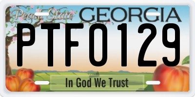 GA license plate PTF0129
