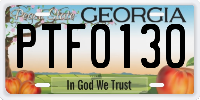 GA license plate PTF0130