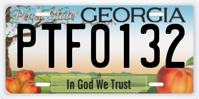 GA license plate PTF0132