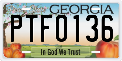 GA license plate PTF0136