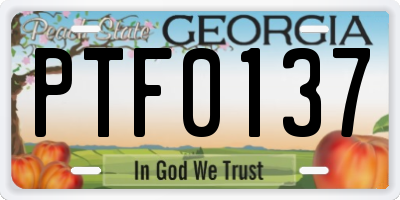 GA license plate PTF0137