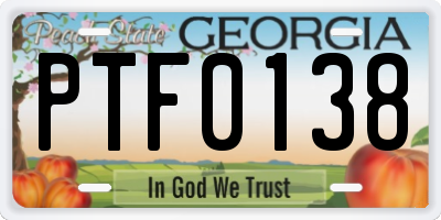GA license plate PTF0138