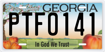 GA license plate PTF0141
