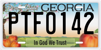 GA license plate PTF0142