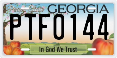 GA license plate PTF0144