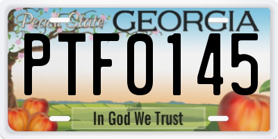 GA license plate PTF0145