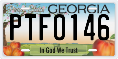 GA license plate PTF0146