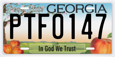 GA license plate PTF0147