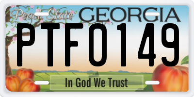 GA license plate PTF0149