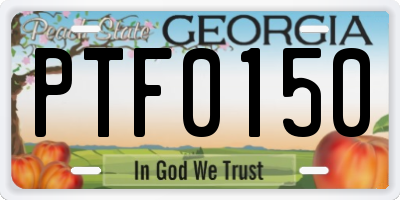 GA license plate PTF0150
