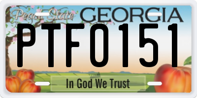 GA license plate PTF0151