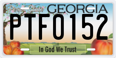 GA license plate PTF0152