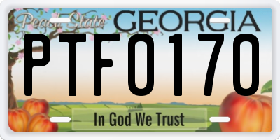 GA license plate PTF0170