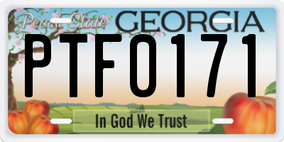GA license plate PTF0171