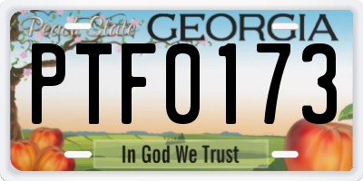 GA license plate PTF0173