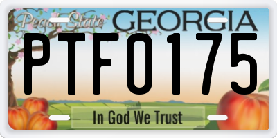 GA license plate PTF0175