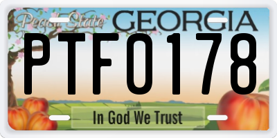 GA license plate PTF0178