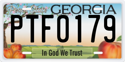 GA license plate PTF0179