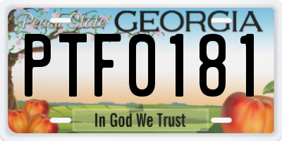GA license plate PTF0181