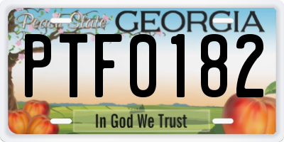 GA license plate PTF0182