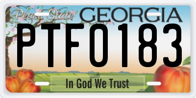 GA license plate PTF0183