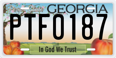 GA license plate PTF0187