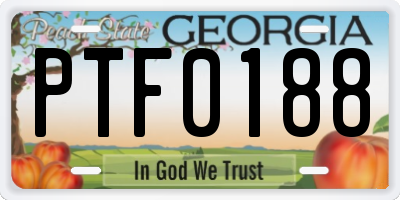 GA license plate PTF0188