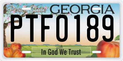 GA license plate PTF0189