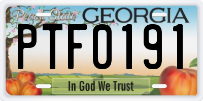GA license plate PTF0191