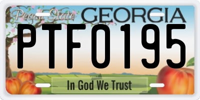 GA license plate PTF0195