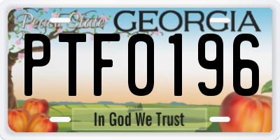 GA license plate PTF0196