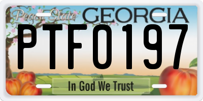 GA license plate PTF0197