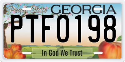 GA license plate PTF0198