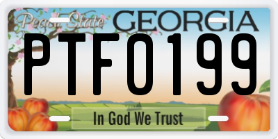 GA license plate PTF0199