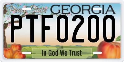 GA license plate PTF0200