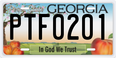 GA license plate PTF0201