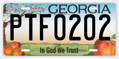 GA license plate PTF0202
