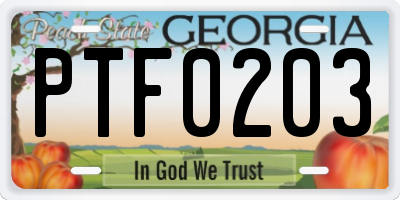 GA license plate PTF0203