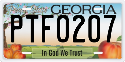 GA license plate PTF0207