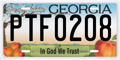 GA license plate PTF0208