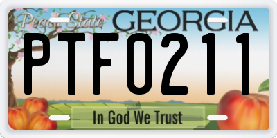 GA license plate PTF0211