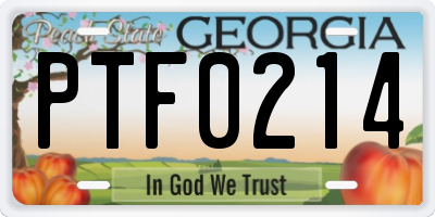 GA license plate PTF0214