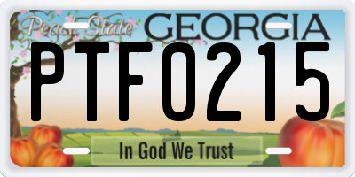 GA license plate PTF0215