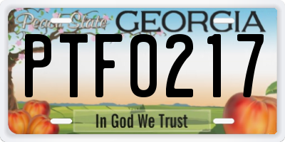 GA license plate PTF0217