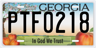 GA license plate PTF0218