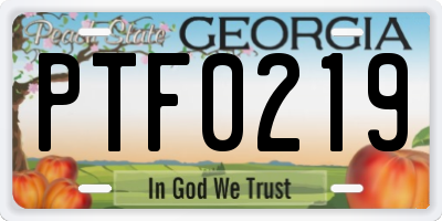 GA license plate PTF0219