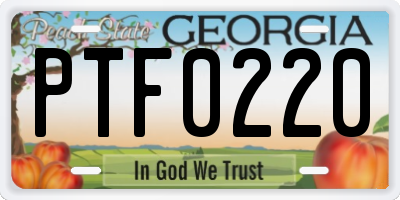 GA license plate PTF0220
