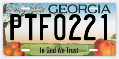 GA license plate PTF0221