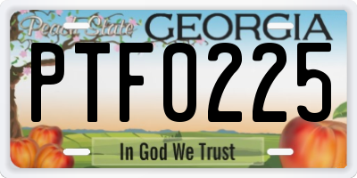 GA license plate PTF0225