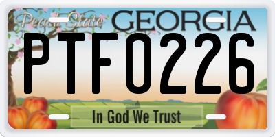 GA license plate PTF0226